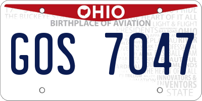 OH license plate GOS7047