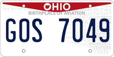 OH license plate GOS7049