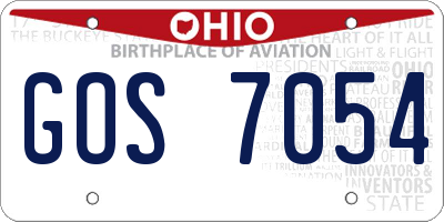 OH license plate GOS7054