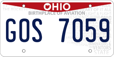 OH license plate GOS7059