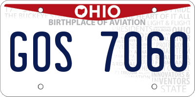 OH license plate GOS7060