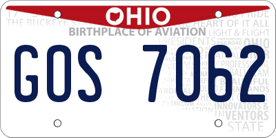 OH license plate GOS7062