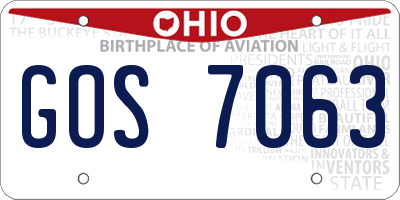 OH license plate GOS7063