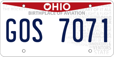OH license plate GOS7071