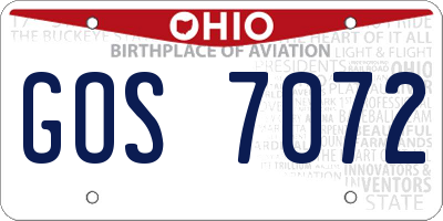 OH license plate GOS7072