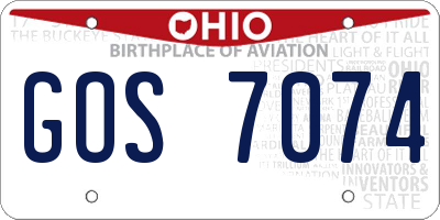 OH license plate GOS7074
