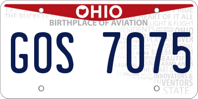 OH license plate GOS7075