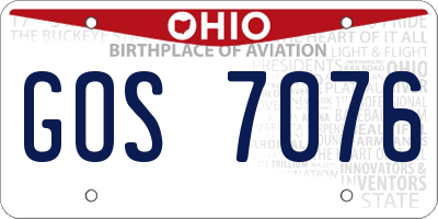 OH license plate GOS7076