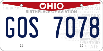 OH license plate GOS7078