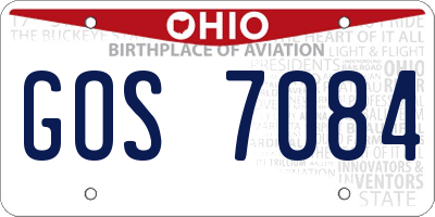 OH license plate GOS7084