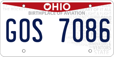 OH license plate GOS7086