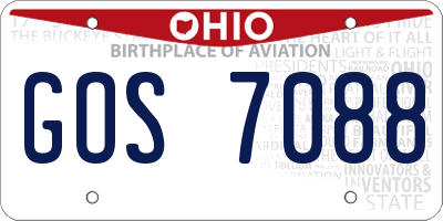 OH license plate GOS7088