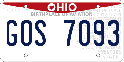 OH license plate GOS7093