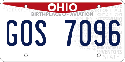 OH license plate GOS7096