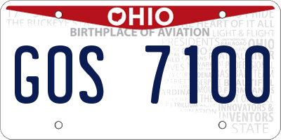 OH license plate GOS7100