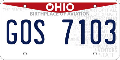 OH license plate GOS7103