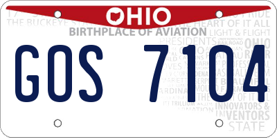 OH license plate GOS7104