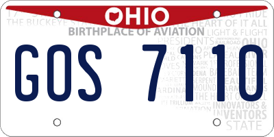 OH license plate GOS7110