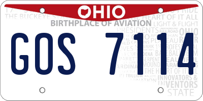 OH license plate GOS7114