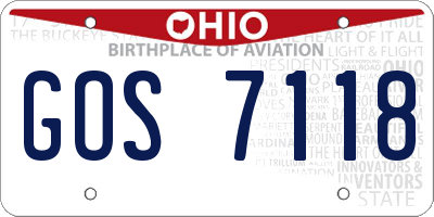 OH license plate GOS7118