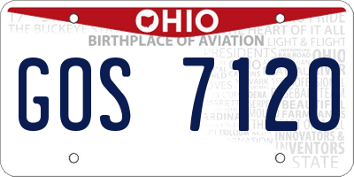 OH license plate GOS7120