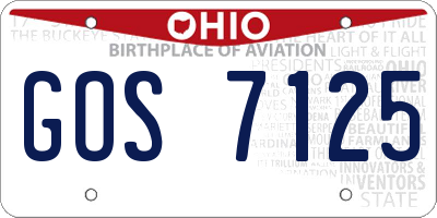 OH license plate GOS7125