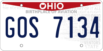 OH license plate GOS7134