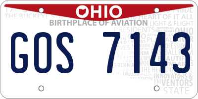 OH license plate GOS7143