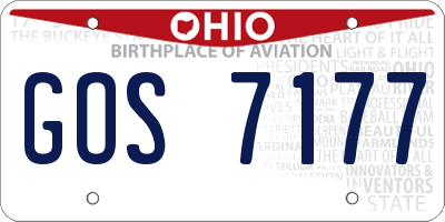 OH license plate GOS7177