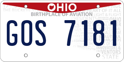 OH license plate GOS7181