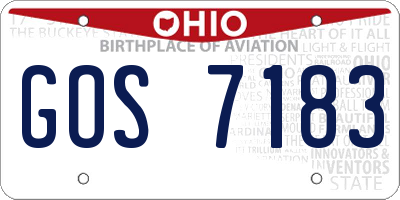 OH license plate GOS7183