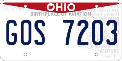 OH license plate GOS7203