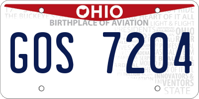 OH license plate GOS7204