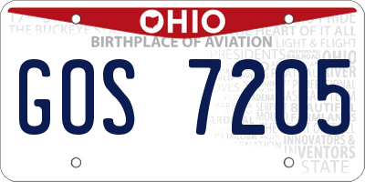 OH license plate GOS7205