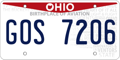 OH license plate GOS7206