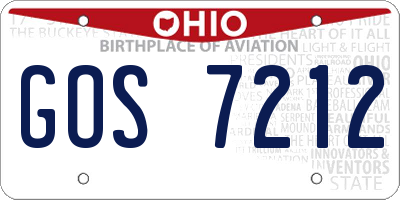 OH license plate GOS7212