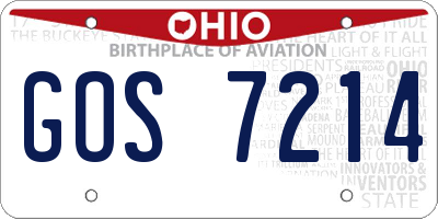 OH license plate GOS7214