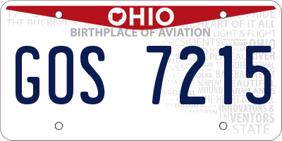 OH license plate GOS7215
