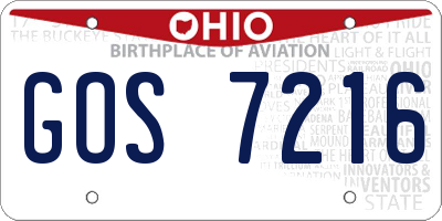 OH license plate GOS7216
