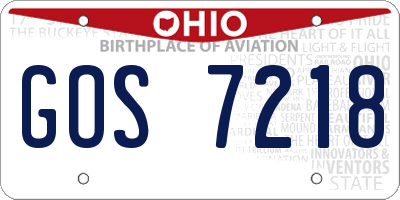 OH license plate GOS7218