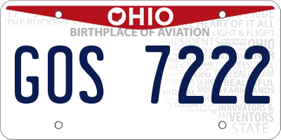 OH license plate GOS7222