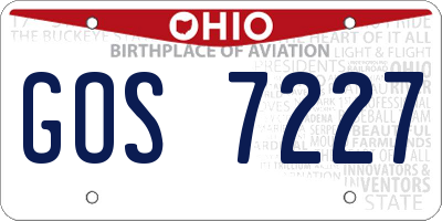 OH license plate GOS7227