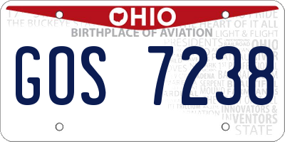 OH license plate GOS7238