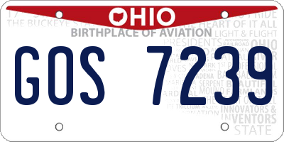 OH license plate GOS7239