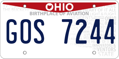 OH license plate GOS7244