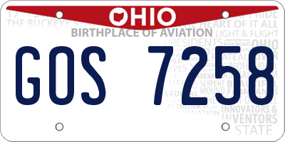 OH license plate GOS7258