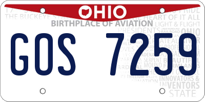 OH license plate GOS7259