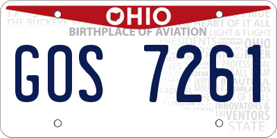 OH license plate GOS7261
