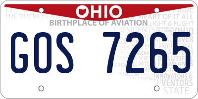 OH license plate GOS7265