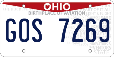 OH license plate GOS7269